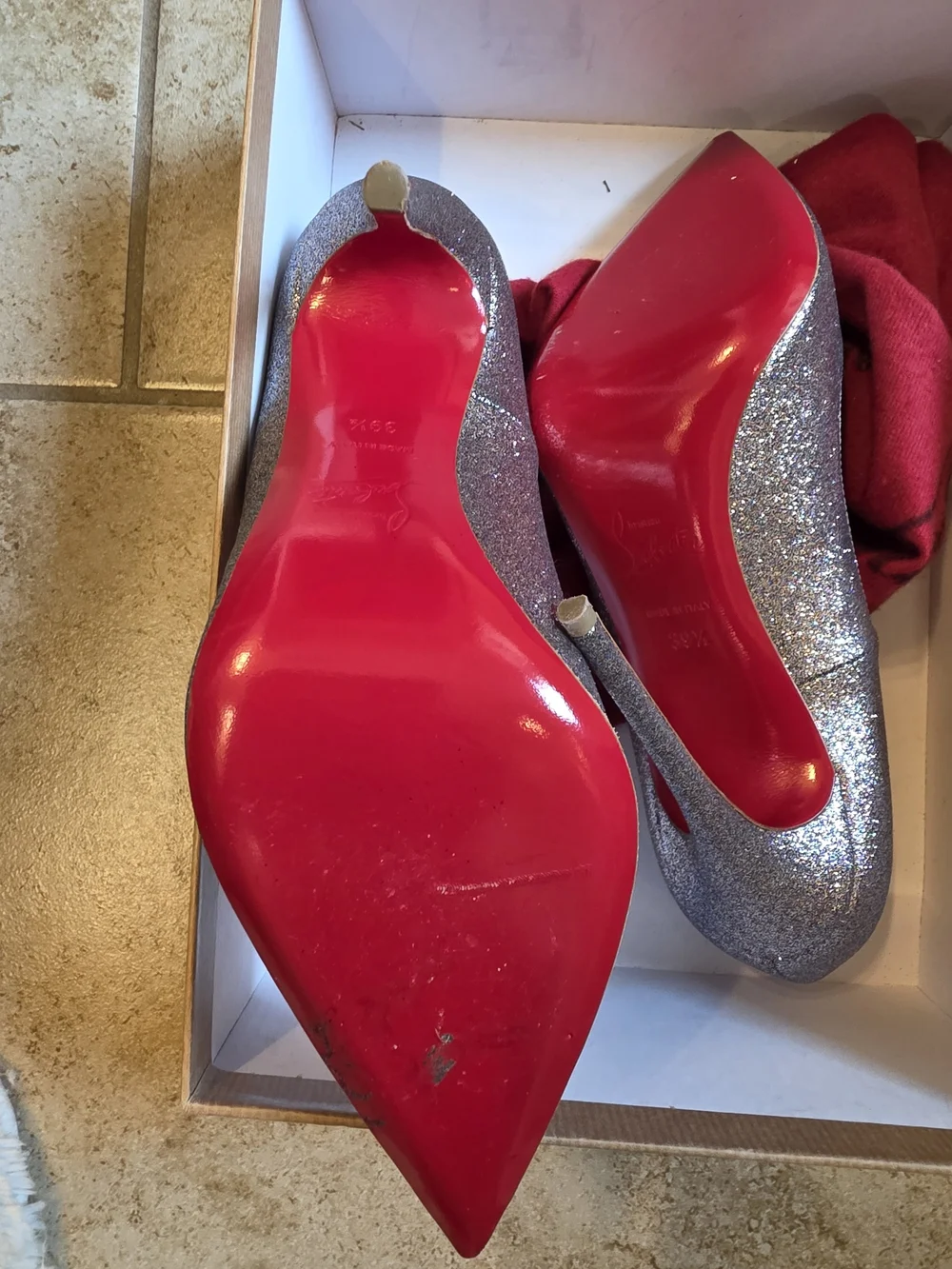 Christian Louboutin SO Kate 120 Glitter Mini - Grenadine